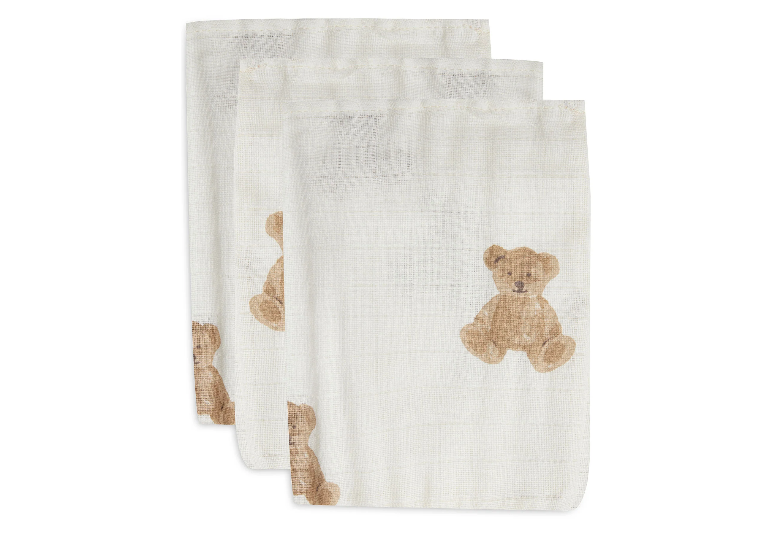 Gant de Toilette Gaze de Coton - Teddy Bear - 3 Unités