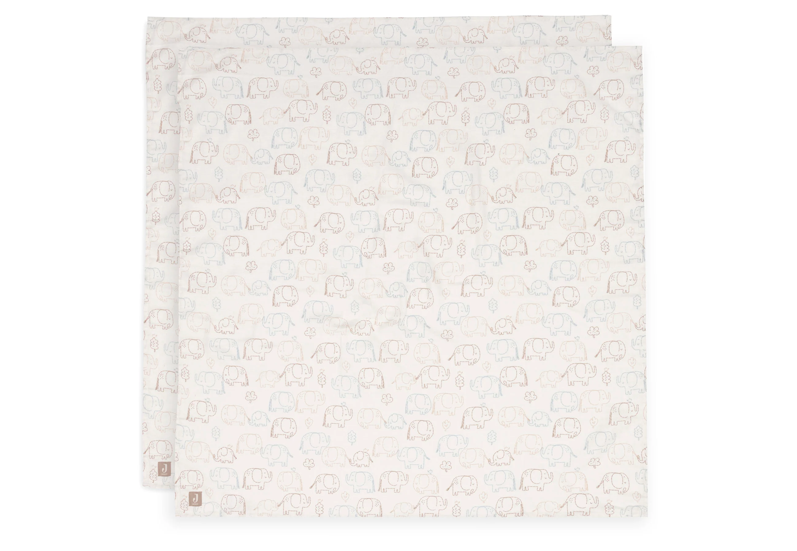 Lange gaze de coton 115x115cm - Elephant Tales - 2 Unités
