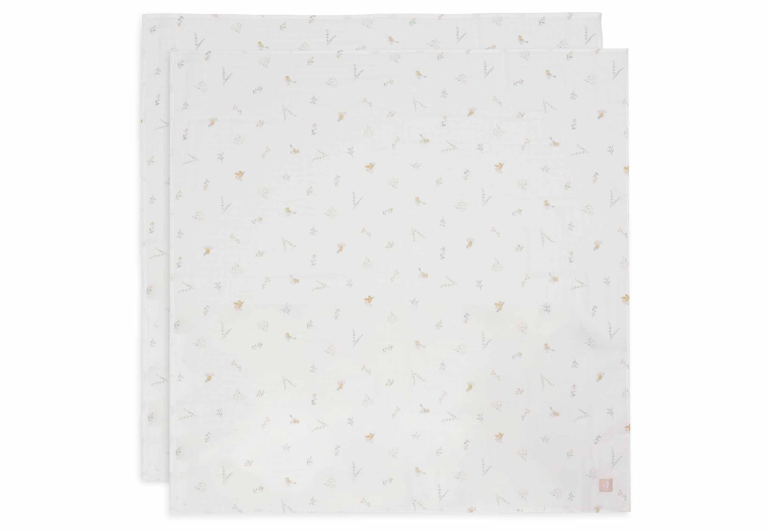 Lange gaze de coton 115x115cm - Lovely Birds - 2 Unités