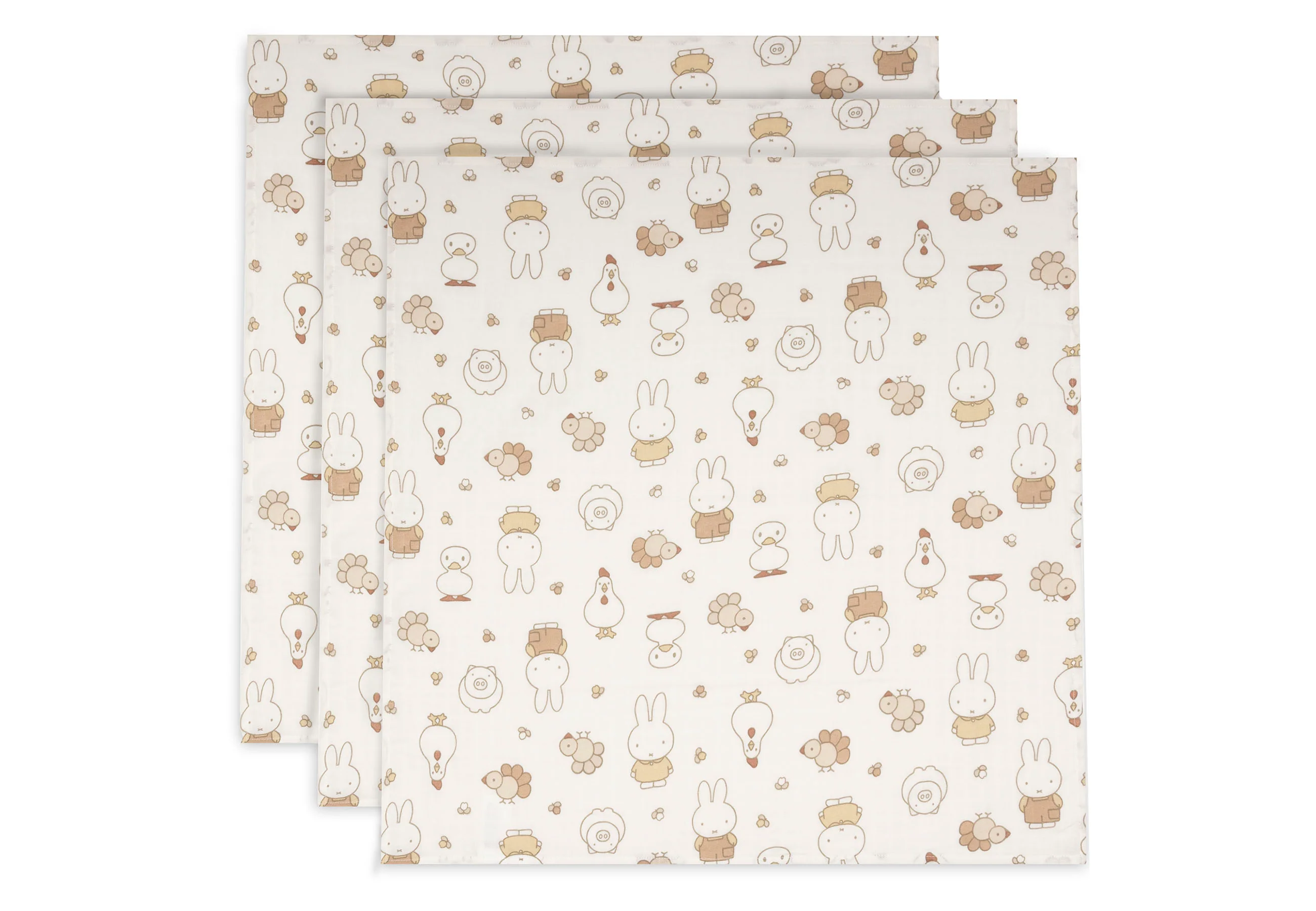 Lange Gaze de Coton 70x70cm - Miffy Family Farm - 3 Unités