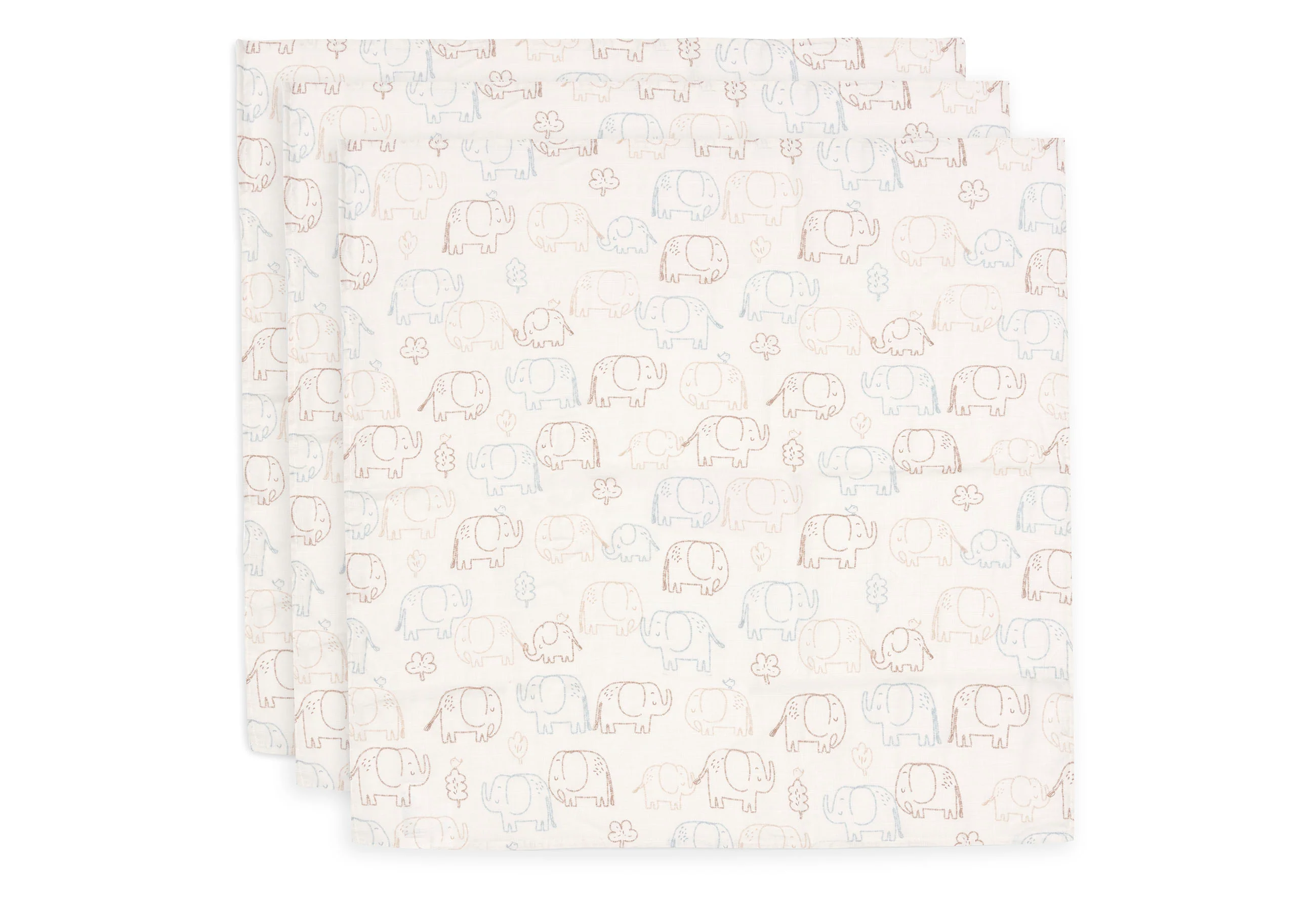 Lange gaze de coton small 70x70cm - Elephant Tales - 3 Unités