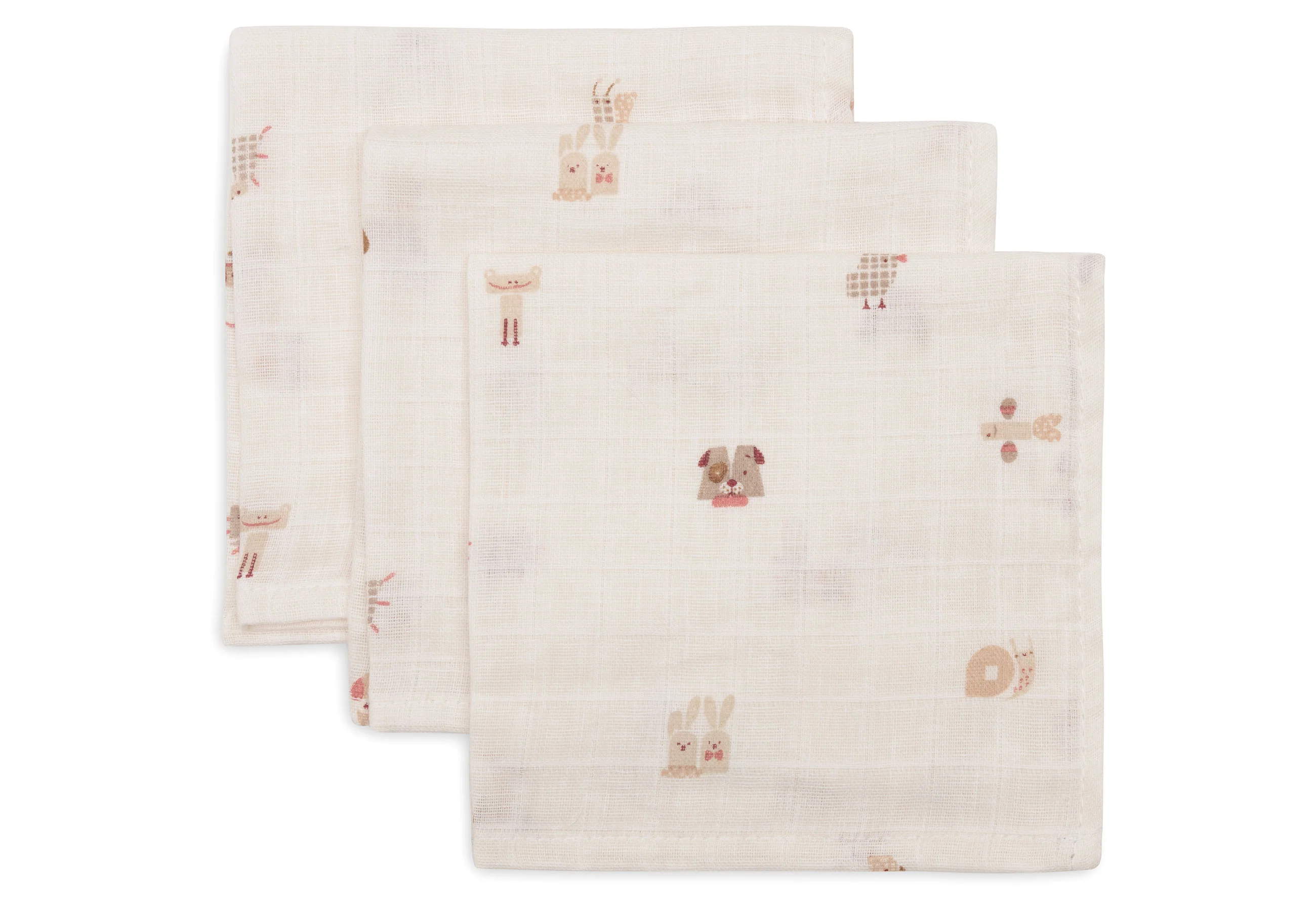 Serviette Gaze de Coton 31x31cm - Animal Friends - 3 Unités
