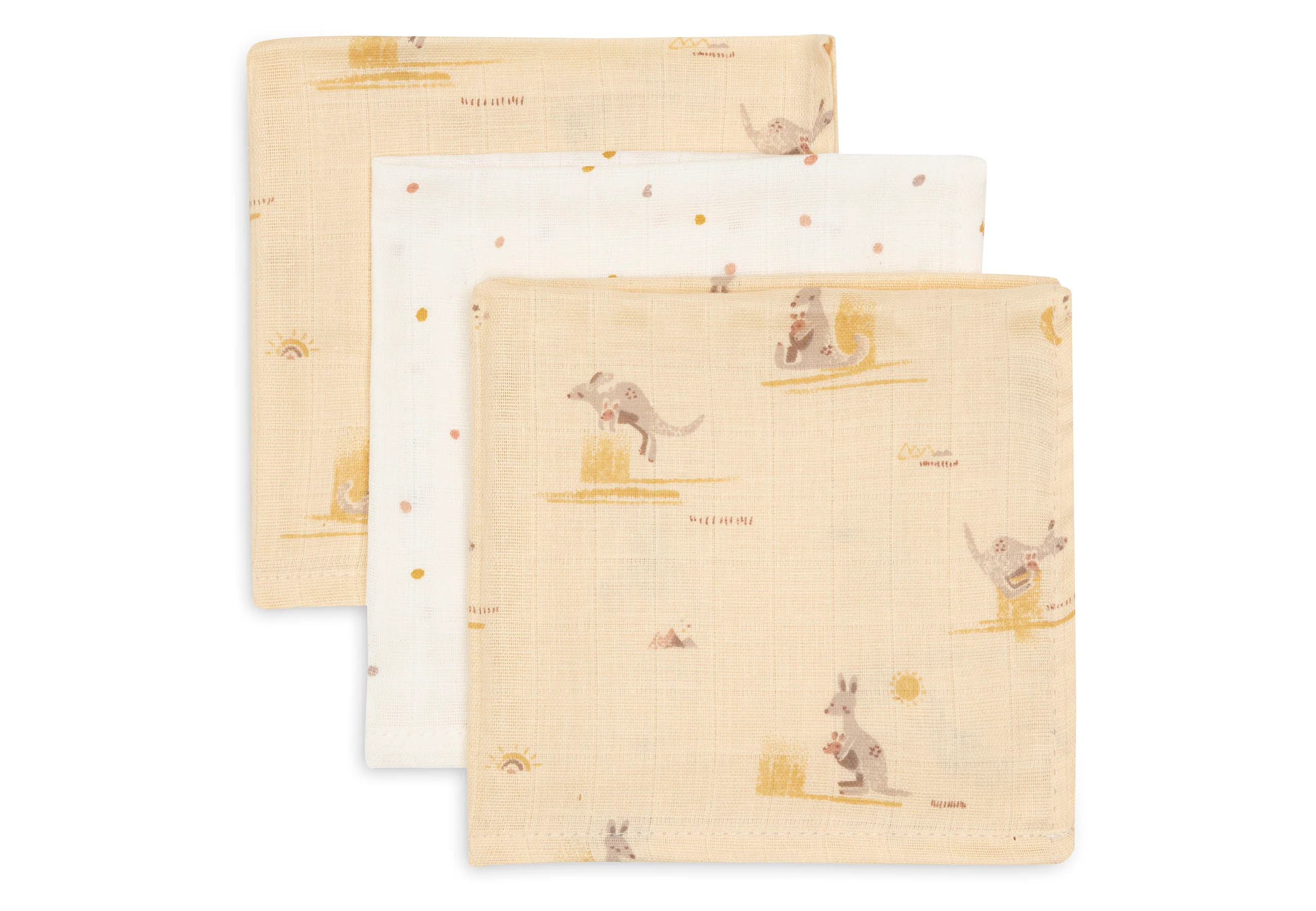 Serviette Gaze de Coton 31x31cm - Kangaroots - 3 Unités